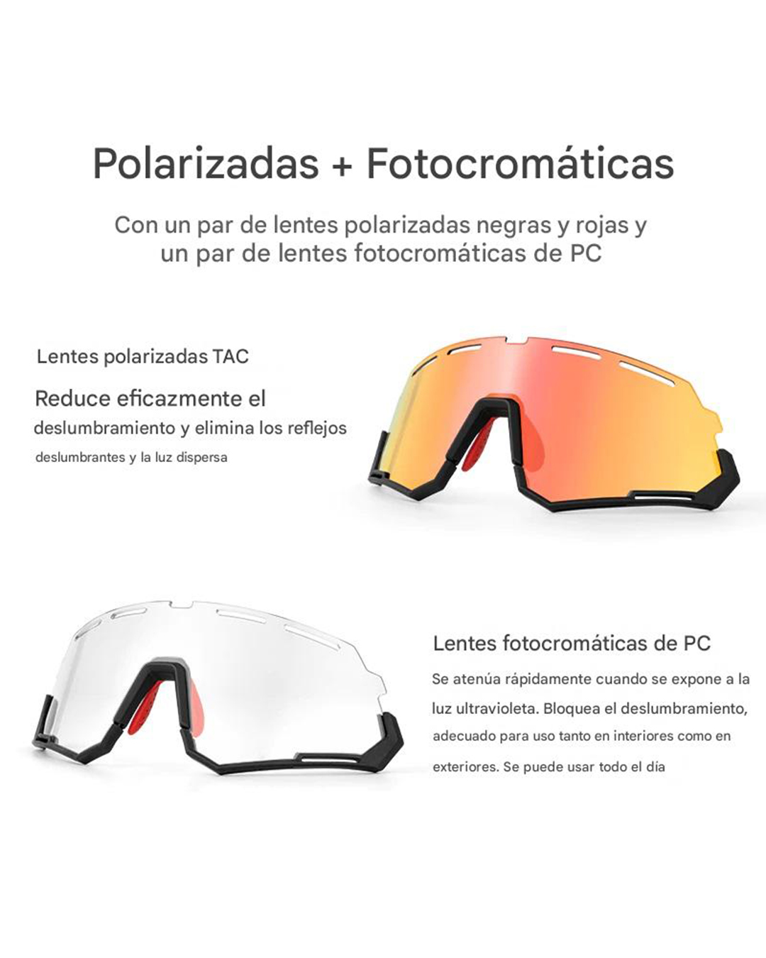 Lentes Rockbros Fotocromáticos Polarizados 2 En 1 Mod-sp246