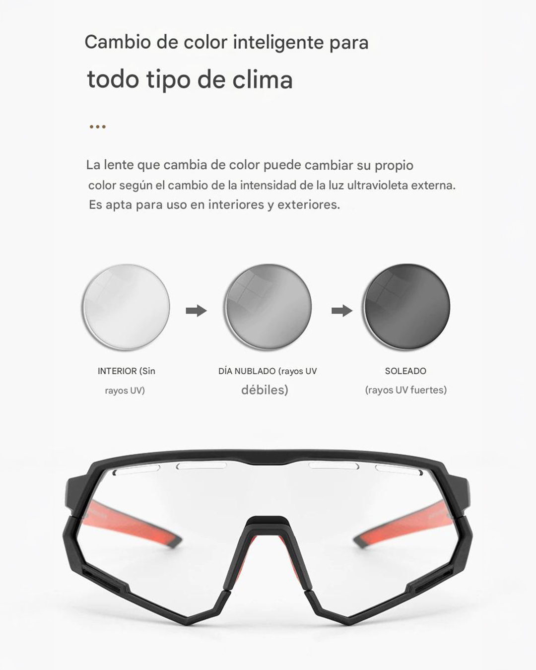 Lentes Rockbros Fotocromáticos Polarizados 2 En 1 Mod-sp246