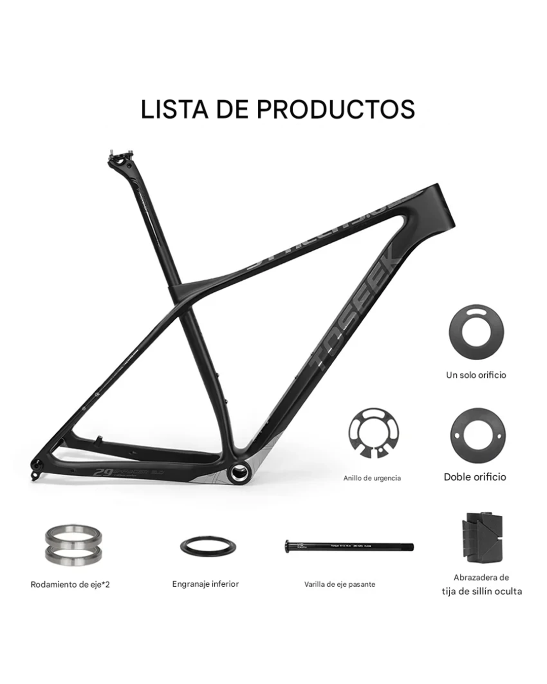 Cuadro Toseek Spacer 3.0 29 pulgadas cableado interno + Poste asiento