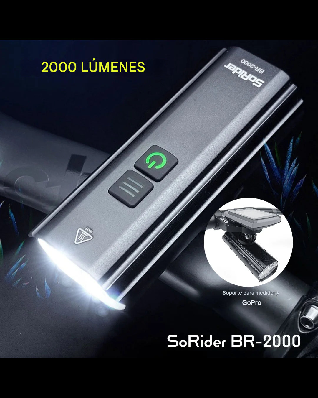 Luz Delantera Bicicleta Sorider Br2000 Lumens Muy Potente