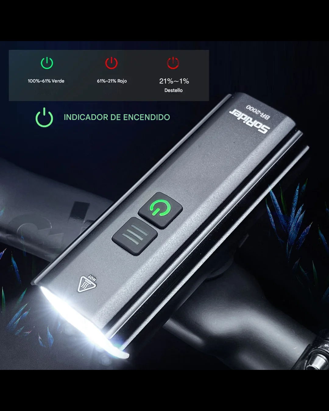 Luz Delantera Bicicleta Sorider Br2000 Lumens Muy Potente