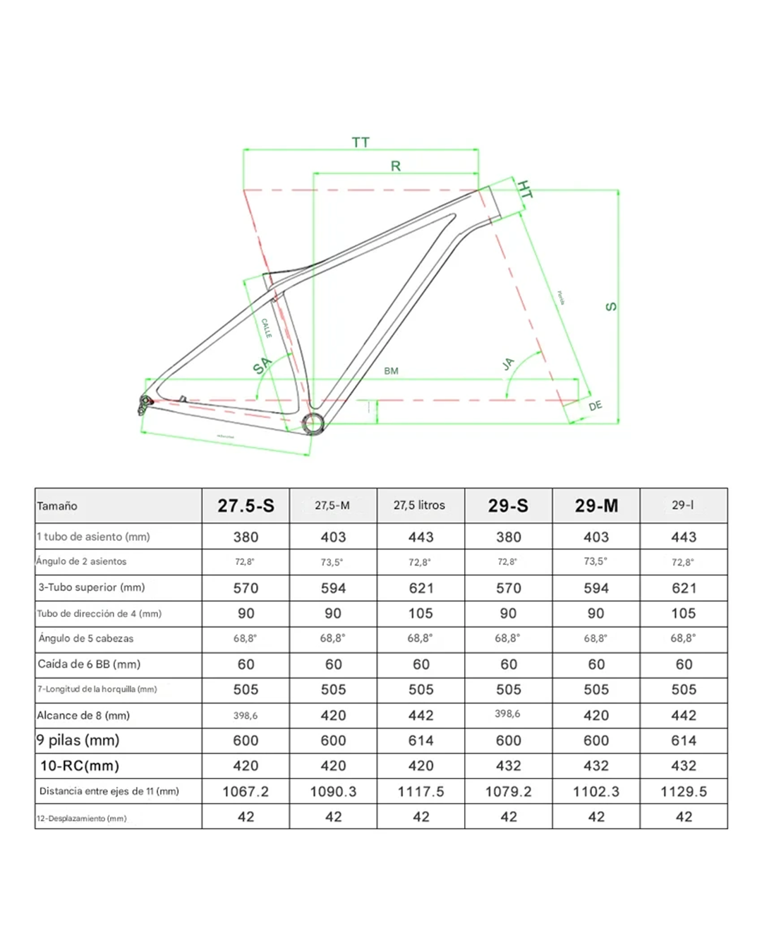 Cuadro Toseek Spacer 3.0 29 pulgadas cableado interno + Poste asiento