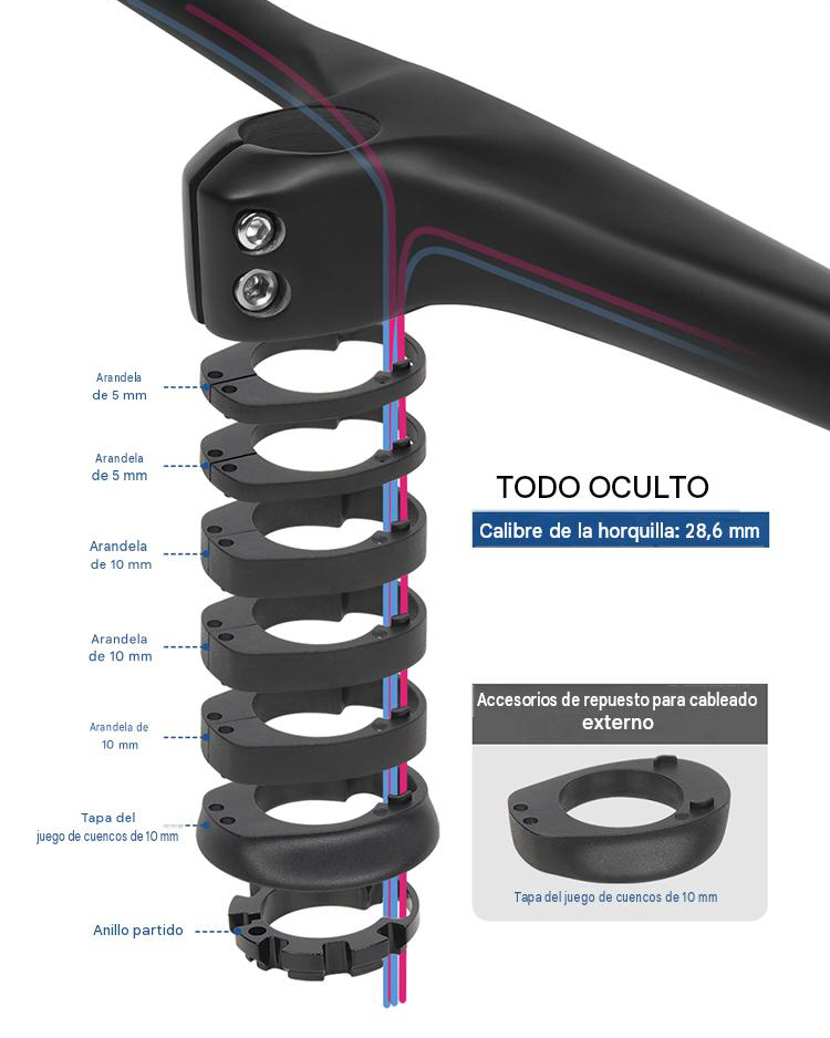 Manillar de Carbono Cableado Interno MTB Toseek MTB14