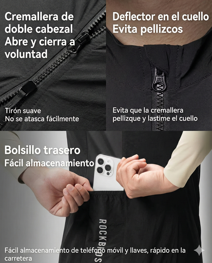 Chaleco Cortavientos de Ciclismo ROCKBROS – Ultraligero, Transpirable y Reflectante (Primavera/Verano) - Imagen 4