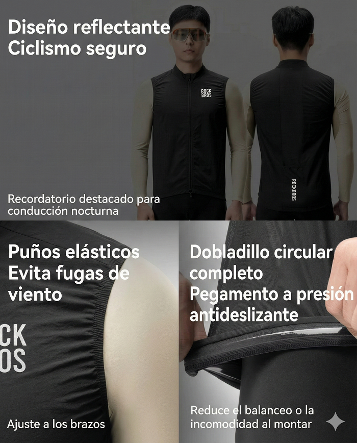 Chaleco Cortavientos de Ciclismo ROCKBROS – Ultraligero, Transpirable y Reflectante (Primavera/Verano) - Imagen 9