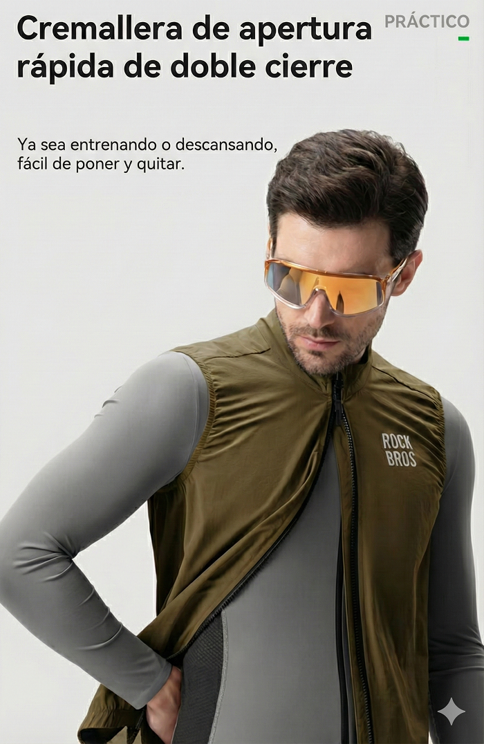 Chaleco Cortavientos de Ciclismo ROCKBROS – Ultraligero, Transpirable y Reflectante (Primavera/Verano) - Imagen 6