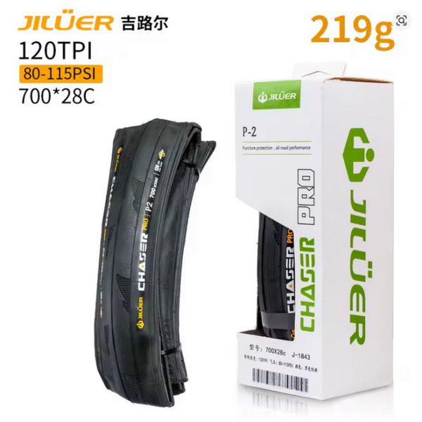 Cubierta Jiluer Chaser Pro P2 Ruta 700x28c 120TPI Kevlar Negro