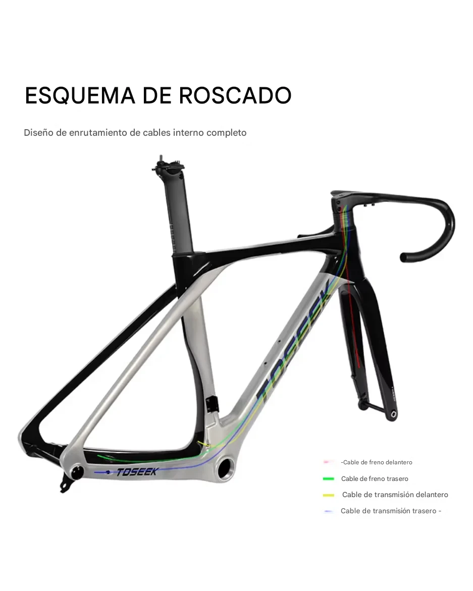 Cuadro Toseek R1 carbono cableado 100% interno (Sin Manillar)