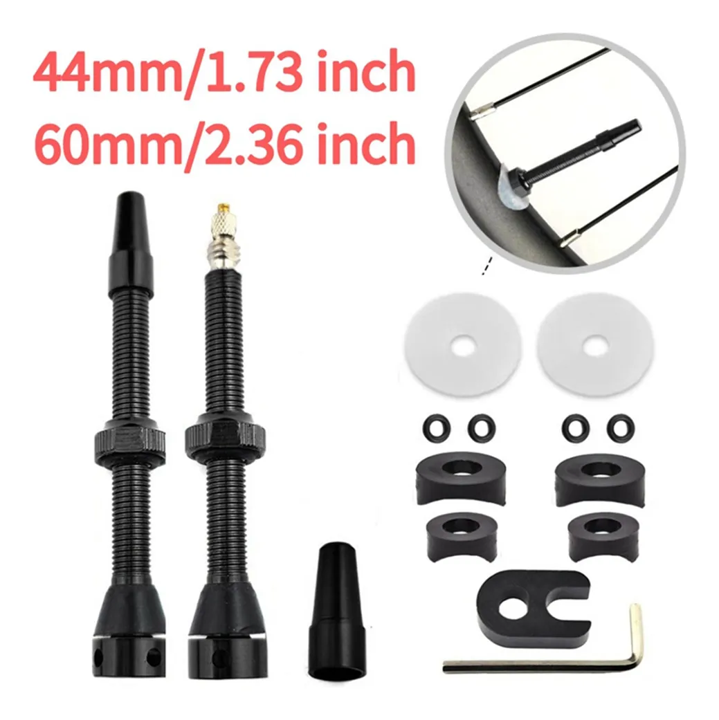 2 Válvulas Presta Tubeless 60mm/44mm | Kit de Aluminio CNC y Núcleo de Latón - Imagen 2