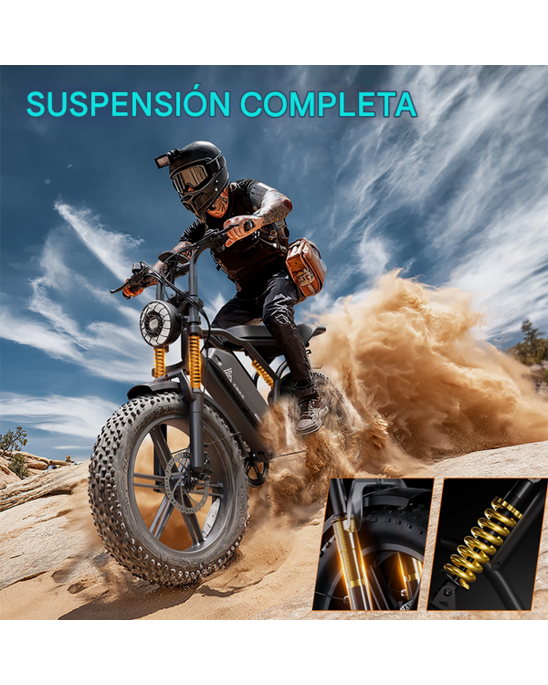 Bicicleta Eléctrica R002 Plus Fat Tire 20″ – Motor 750W, Batería 48V 20Ah y Doble Suspensión Yeestep