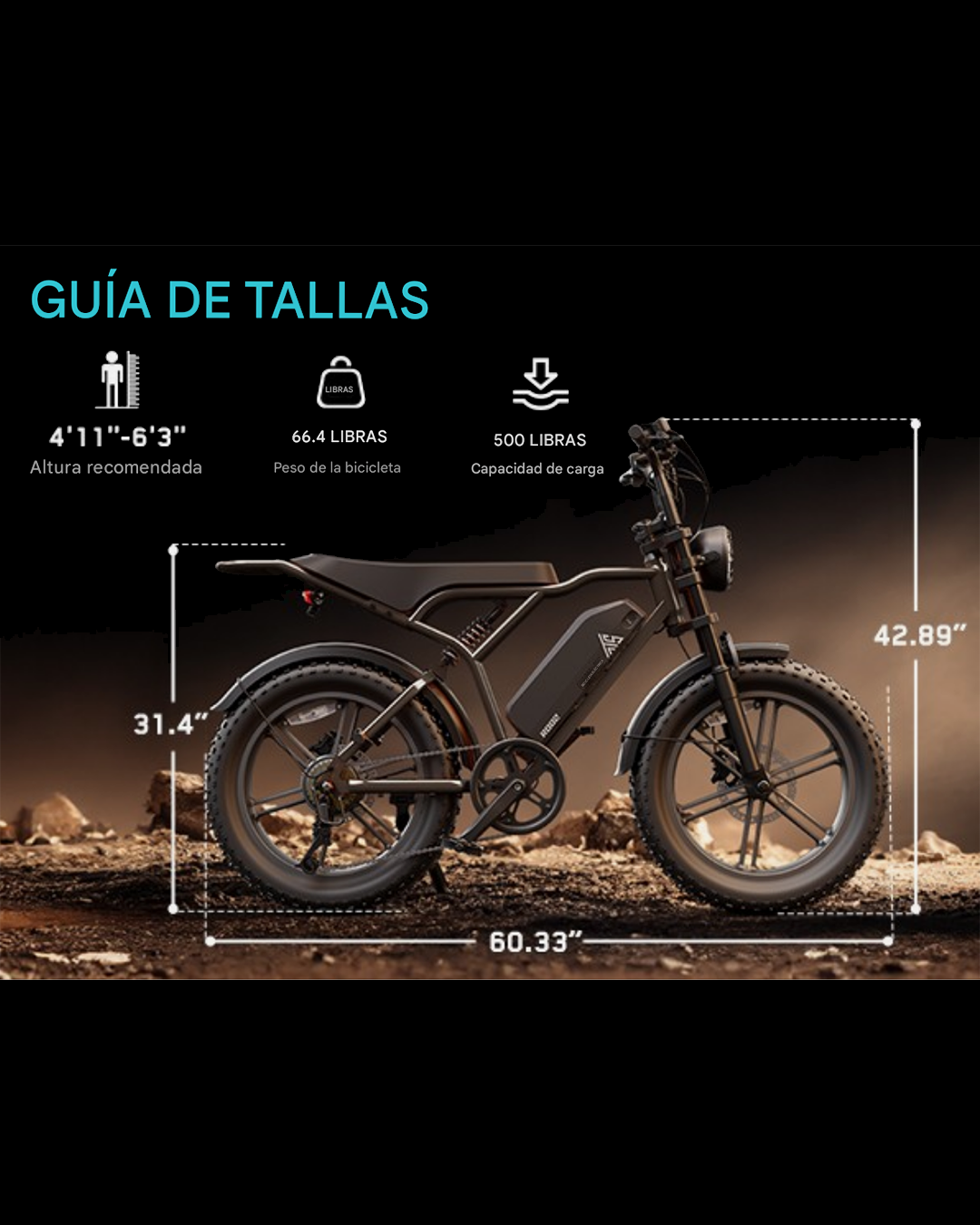 Bicicleta Eléctrica R002 Plus Fat Tire 20″ – Motor 750W, Batería 48V 20Ah y Doble Suspensión Yeestep