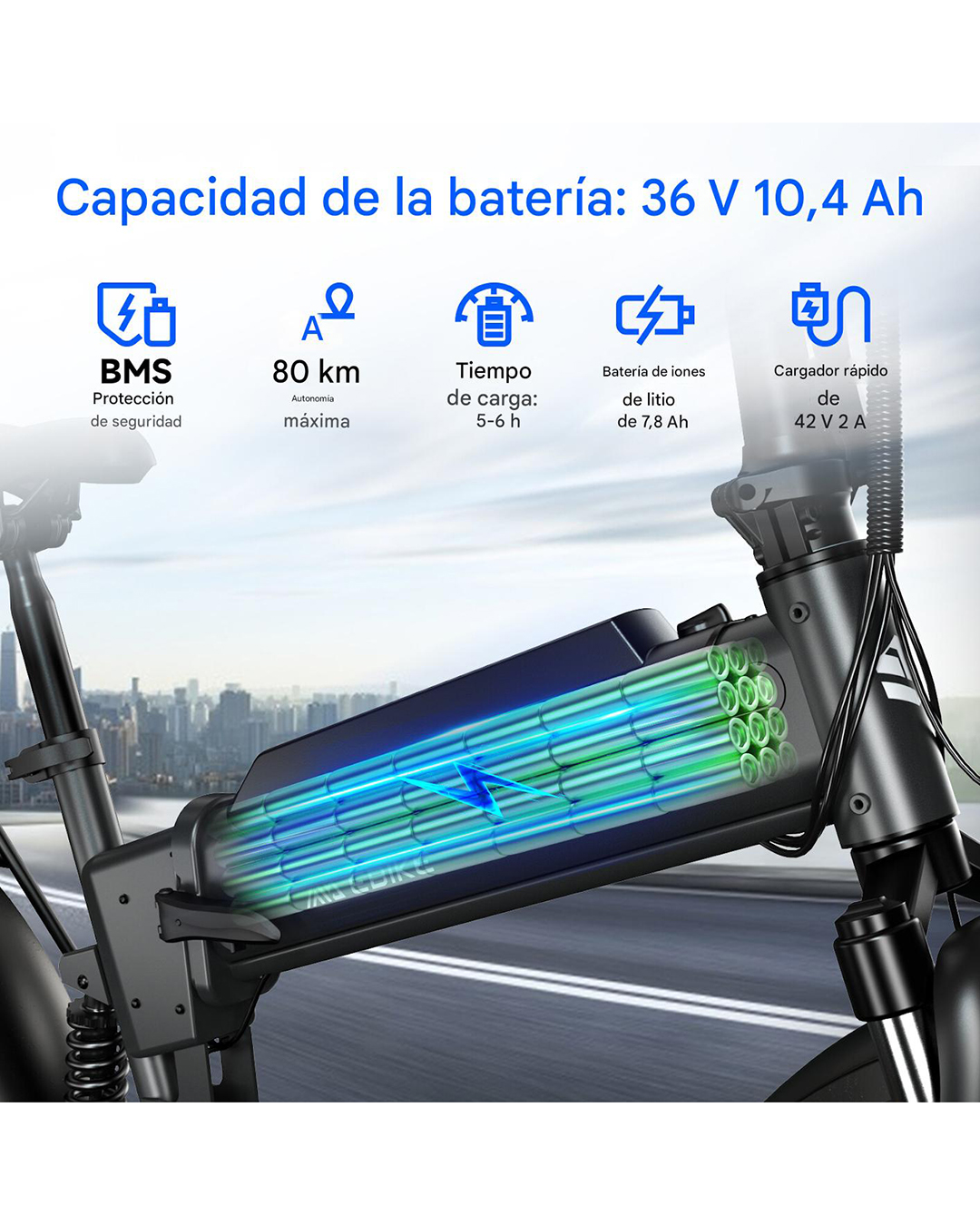 Bicicleta Eléctrica F00C Plegable Fat Tire 20″x 4″ – Motor 500W, Batería 36V 11Ah Doble Suspensión Yeestep