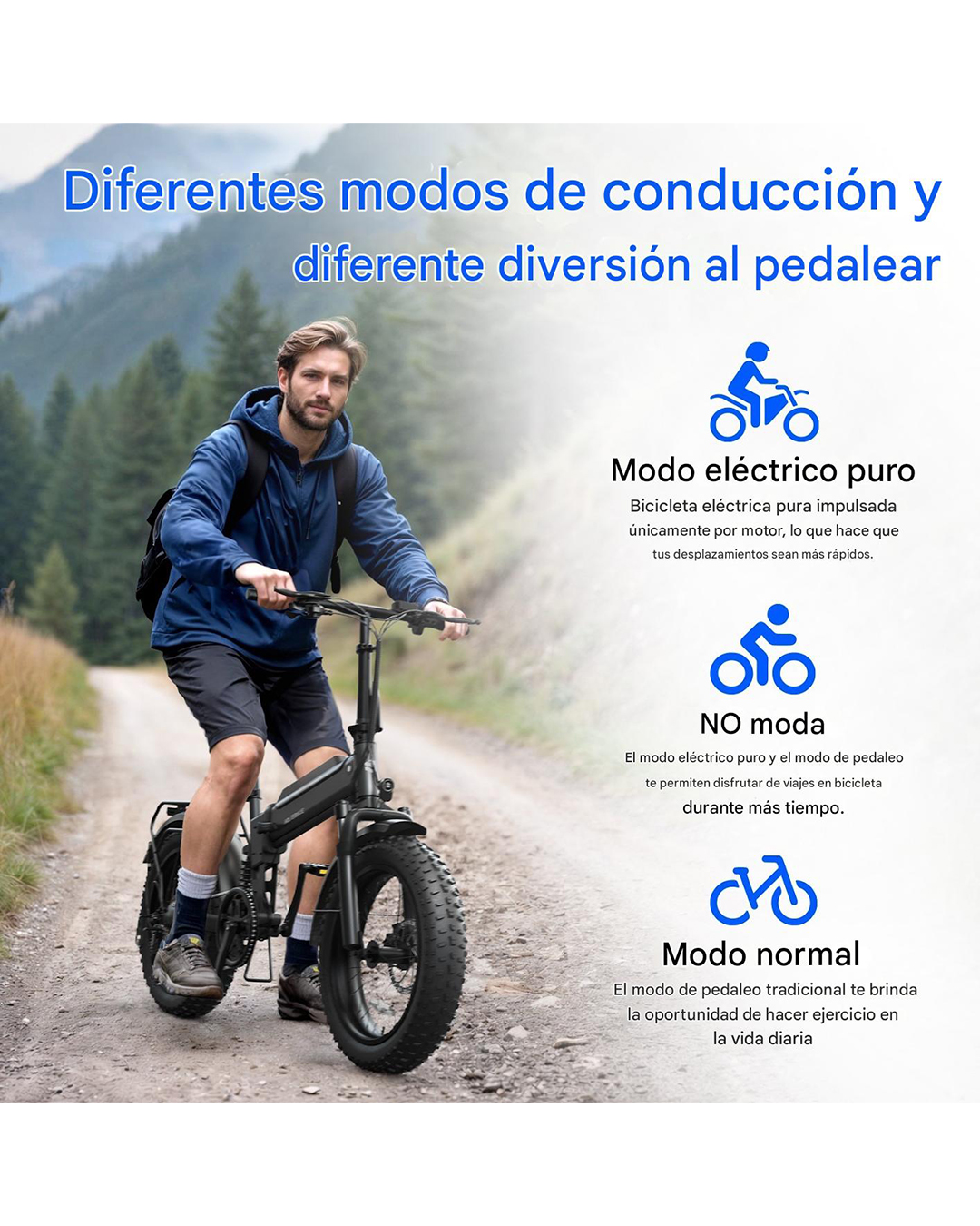 Bicicleta Eléctrica F00C Plegable Fat Tire 20″x 4″ – Motor 500W, Batería 36V 11Ah Doble Suspensión Yeestep