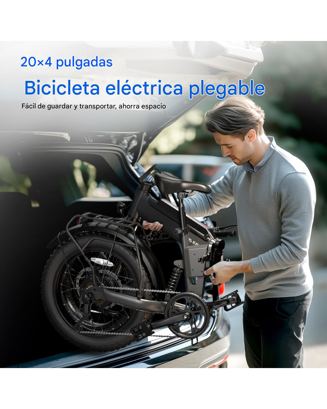 Bicicleta Eléctrica F00C Plegable Fat Tire 20″x 4″ – Motor 500W, Batería 36V 11Ah Doble Suspensión Yeestep