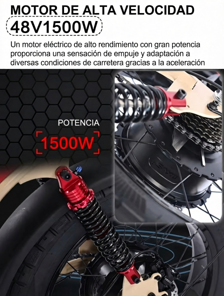 Bicicleta Electrica V07 Taoci 1500W potencia bateria 864Wh - Imagen 3
