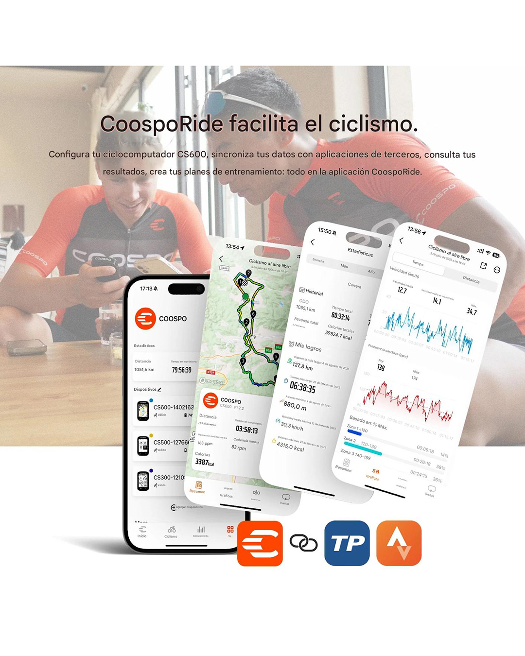 Ciclocomputadora CS600 GPS ANT+ Bluetooth Coospo