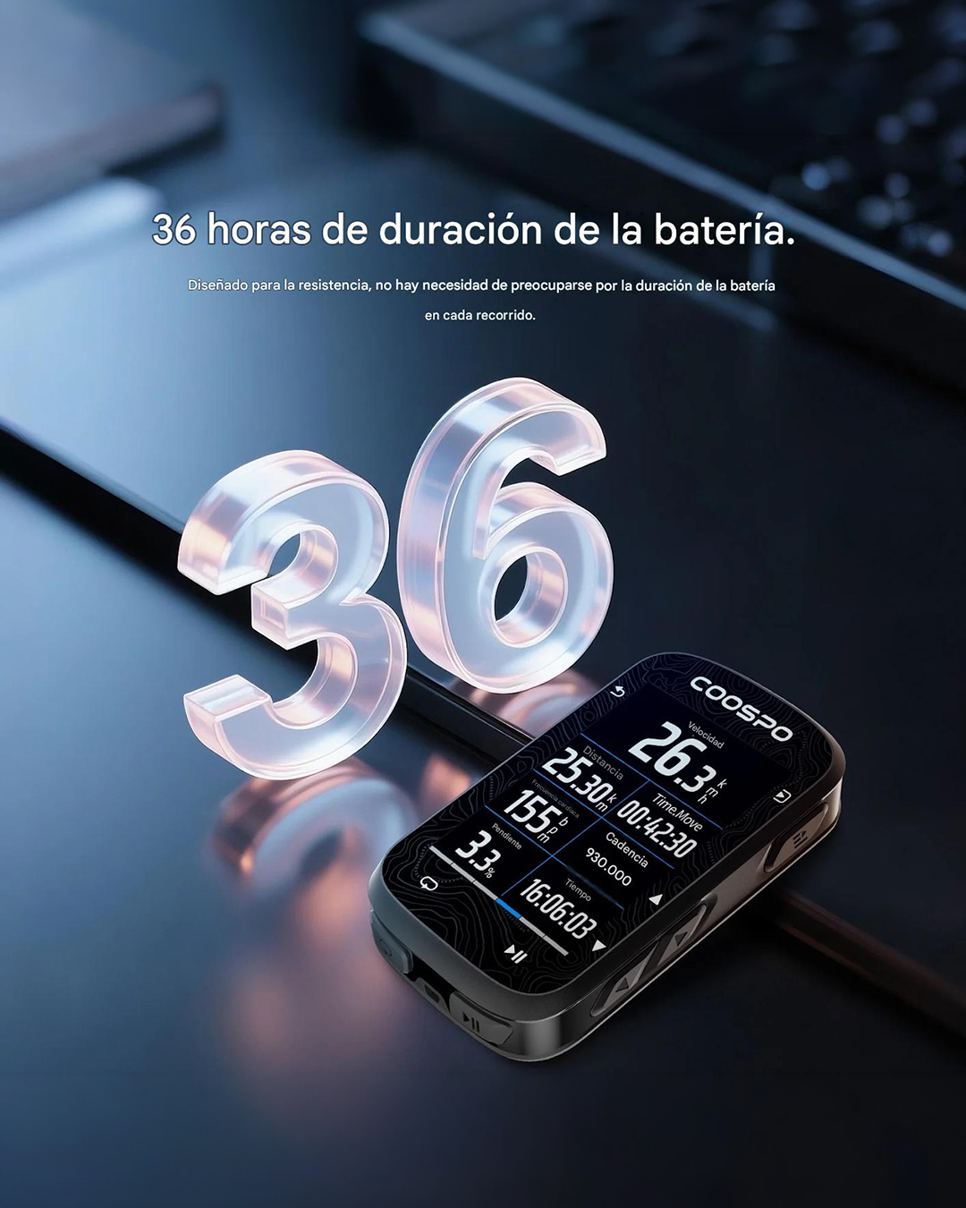 Ciclocomputadora CS600 GPS ANT+ Bluetooth Coospo