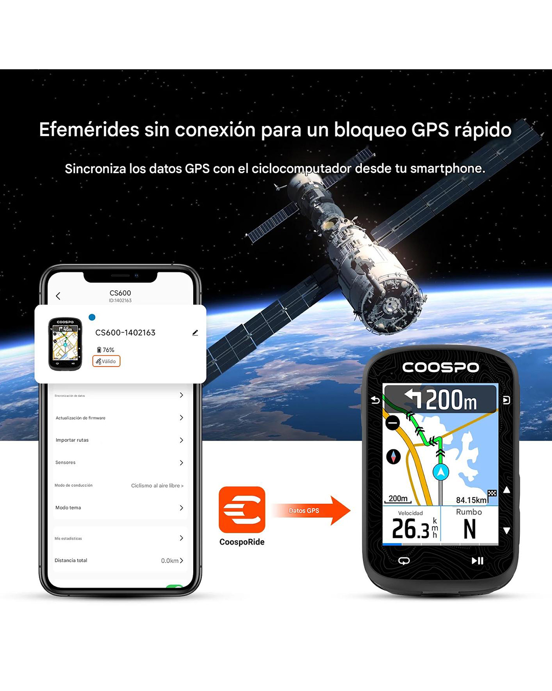 Ciclocomputadora CS600 GPS ANT+ Bluetooth Coospo
