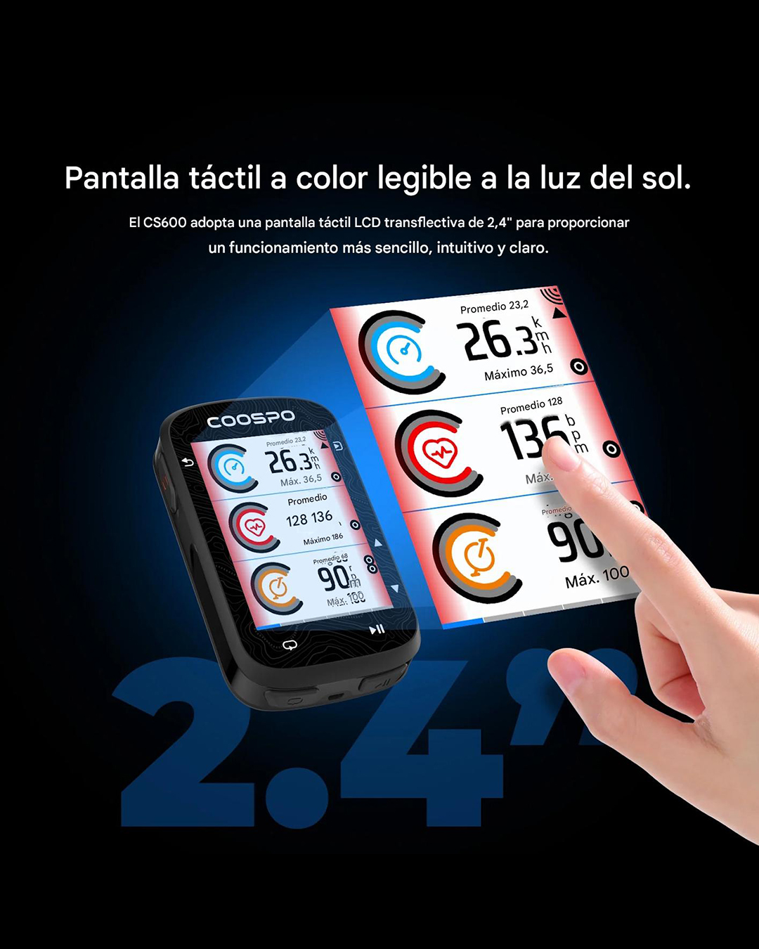 Ciclocomputadora CS600 GPS ANT+ Bluetooth Coospo