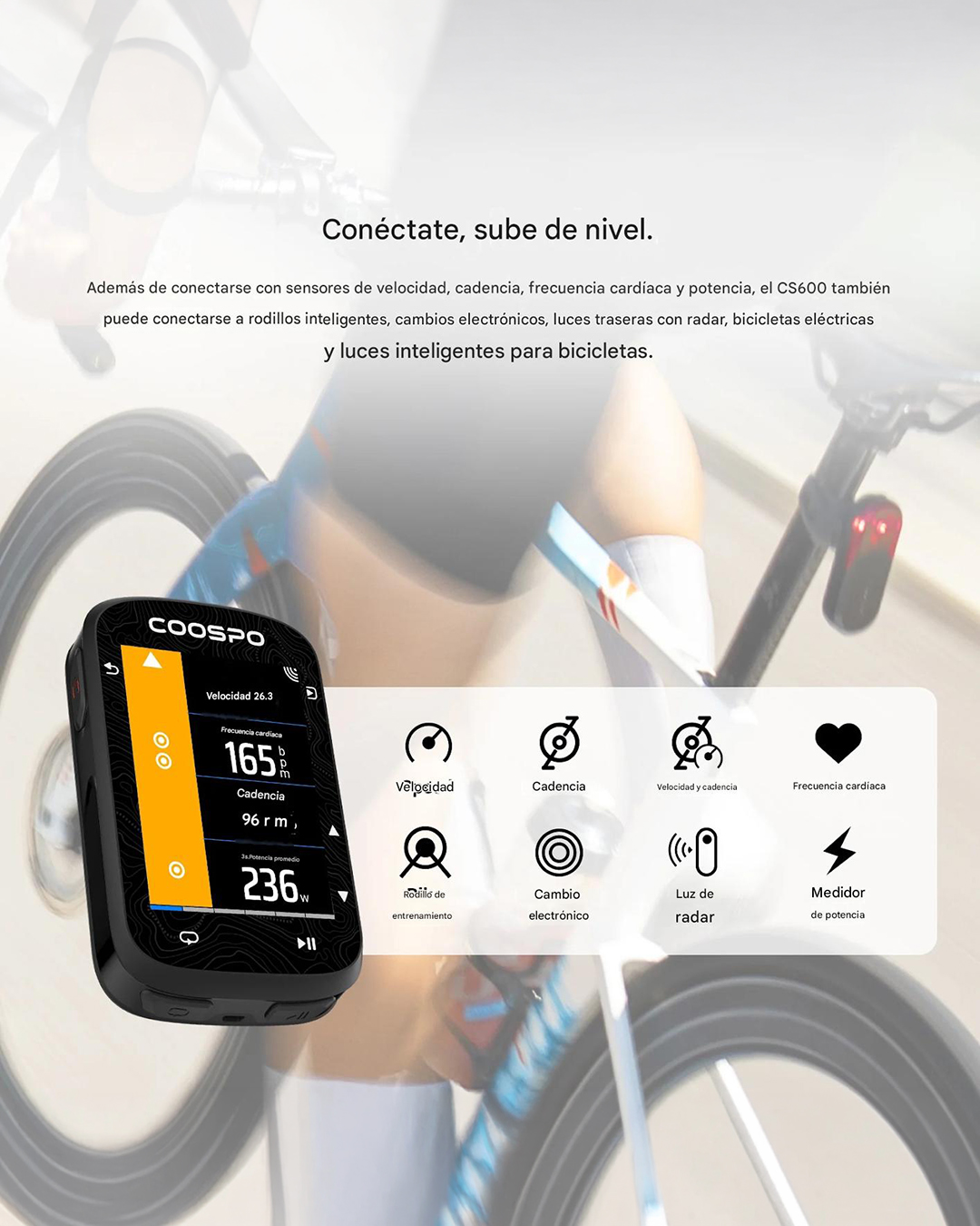 Ciclocomputadora CS600 GPS ANT+ Bluetooth Coospo