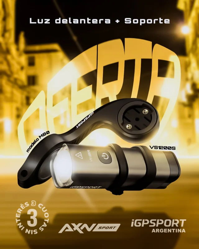 🔥 OFERTA COMBO

Salí de noche con confianza: la iGPSPORT VS1200S ilumina y se adapta sola.

Para ruta, MTB o ciudad, te da potencia y control desde tu ecosistema iGPSPORT.

💡 1200 lúmenes + lente TIR: haz parejo
🌗 Sensor inteligente: ajusta según la luz
🔗 Conexión con ciclocomputador + App
🔋 4000 mAh USB-C: hasta 70 h en flash bajo
🌧 IPX6 + 150 m de alcance
🧩 Incluye soporte M80

🚚 Envío gratis en pedidos mayores a $49.999 | 💳 3 cuotas sin interés | ⏱ Despacho 24 hs.

¿La sumás al manillar? Encontrala ahora en AXNSPORT.COM

#AXNSPORT #Ciclismo #iGPSPORT #LuzDelantera #LucesBici #SeguridadVial #MTB #Ruta #Gravel