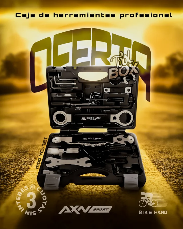🔥 OFERTA POR HOY 🔥

¡Herramienta top para tu taller! 🔧

La Bike Hand YC-721 es una caja profesional pensada para mantenimiento integral de tu bici: maletín rígido, piezas organizadas y calidad de construcción Bike Hand para trabajos precisos en ruta, gravel, MTB o uso urbano. Ideal para montar, ajustar y mantener tu transmisión, frenos y rodamientos sin improvisar.
bikehand.com

Comprala en AXNSport y aprovechá:
• Envío GRATIS en compras > $49.999
• 3 cuotas sin interés (Visa/Mastercard) y hasta 12 cuotas fijas
• Descuento extra por pago en 1 cuota o transferencia
• Despacho en 24 hs y envíos rápidos a todo el país
• Tienda experta en ciclismo y deportes

Más info y compra en axnsport.com.ar 🛒

#BikeHand #YC721 #HerramientasCiclismo #MecánicaCiclista #MTB #Ruta #Gravel #CiclistasArgentinos #TallerDeBicicletas #AXNSPORT #Argentina