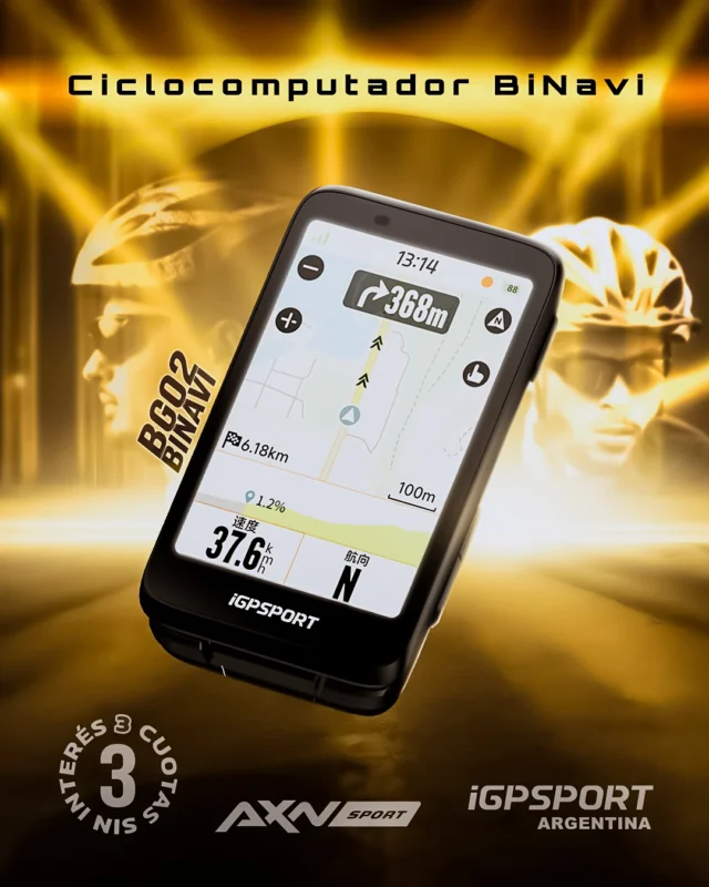 📊 BiNavi llegó para llevar tus entrenamientos a otro nivel.
Y sí, es exclusivo de AXNSPORT en Argentina 💥

🚴‍♀️ Ideal para entrenamientos largos y exigentes:

✔️ 35 horas de batería real con carga rápida
✔️ Pantalla táctil HD translectiva para total visibilidad
✔️ Cuerpo ultradelgado de solo 14.5 mm y 103g de peso
✔️ Migración de datos en la nube en 1 minuto desde tu ciclocomputador anterior
✔️ Compatible con todas las apps como Strava, Komoot, TrainingPeaks, Zwift

🌍 ¿GPS? Más que eso:
Usa los 5 principales sistemas satelitales (GPS, BeiDou, GLONASS, GALILEO, QZSS) y posicionamiento de doble frecuencia L1+L5 para máxima precisión.

🎯 Sincronizá, entrená, navegá y superate sin distracciones.

💻 Ya lo encontrás en exclusiva para toda Argentina, en axnsport.com

Envío GRATIS a todo el país.
Pagalo en cuotas sin interés o accedé a descuentos por transferencia.

#BiNavi #iGPSPORT #AXNSPORT #CiclismoTech #PowerData #EntrenamientoCiclismo #GPSBike #axnsportok #igpsportargentina