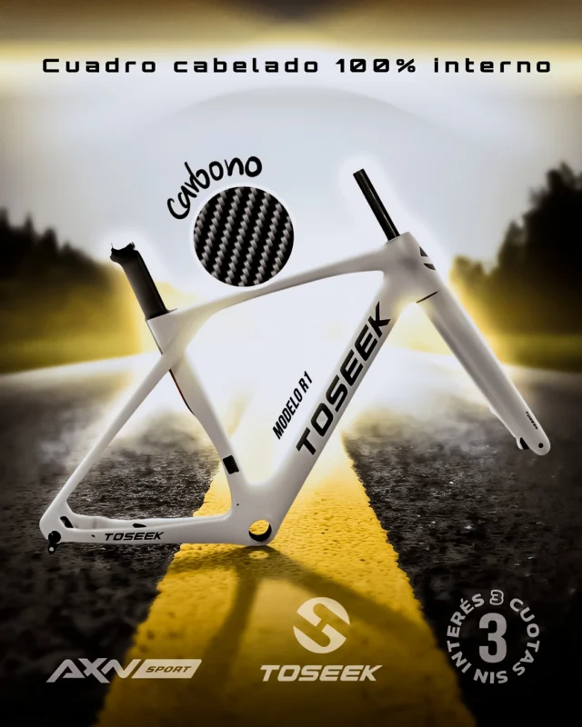 🚀 Como una pluma: Cuadro TOSEEK R1 Full Carbon con cableado 100% interno, listo para tu próxima build.

Rigidez y estética limpia para ruta o gravel, con frenos a disco y espacio para cubiertas grandes.

🧱 Fibra Toray T700/T800: cuadro + horquilla + tija
🧵 Integración total: cables ocultos + ejes pasantes
⚡ Compatible Di2 / E-TAP + pedalier roscado T47
🛞 Hasta 700x32C: más confort y control
✅ Certificación ISO 4210-6:2023
🚫 No incluye manillar

Envío gratis en compras superiores a $49.999 | 3 cuotas s/ interés | 10% OFF transf.

¿Lo querés, lo tenés en AXNSPORT?

#AXNSPORT #Ciclismo #TOSEEK #Cuadros #Ruta #Gravel #Carbono #BikeBuild #Disco