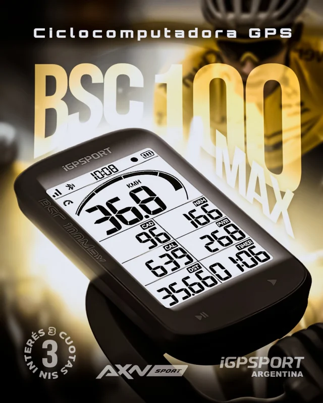 El ciclocomputador iGPSPORT BSC100MAX para ver todo, siempre.

Pantalla grande y lectura impecable bajo el sol para entrenar en ruta, MTB o gravel sin perder datos.
📺 Pantalla 3,0'' transflectiva FSTN: alto contraste
⚖️ 68 g y 12,7 mm: liviano y aerodinámico
🛰️ GNSS completo: posicionamiento rápido
🔋 Hasta 40 h de batería, carga USB-C
💧 IPX7: listo para lluvia

Envíos gratis en compras superiores a $49.999. 3 cuotas sin interés. 10 % de descuento por transferencia o débito. Despacho en 24 horas.

¿Lo sumás a tu bici?

#AXNSPORT #Ciclismo #iGPSPORT #Ciclocomputador #GPS #MTB #Ruta #Gravel