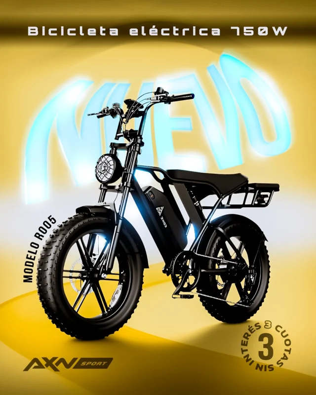 🔥Lanzamiento AXNSPORT: la Bici Eléctrica Yeestep R005 llegó para salir del asfalto con potencia y control.

⚡ Motor 750W para empujar fuerte en cada salida.
🔋 Batería extraíble 48V 720Wh para cargar fácil.
🛞 Neumáticos 20” x 4” antideslizantes y antipinchazos.
⚙️ 7 velocidades y doble suspensión para adaptarte a cualquier terreno.

No necesitas licencia ni seguro! 

Envíos gratis en compras superiores a $49.999, 3 cuotas sin interés, hasta 12 cuotas fijas y 10 % de descuento por transferencia o débito.

www.axnsport.com

¿La sumás a tu próxima aventura?

#AXNSPORT #Ciclismo #Yeestep #BicicletaElectrica #EBike #FatTire #MTB
