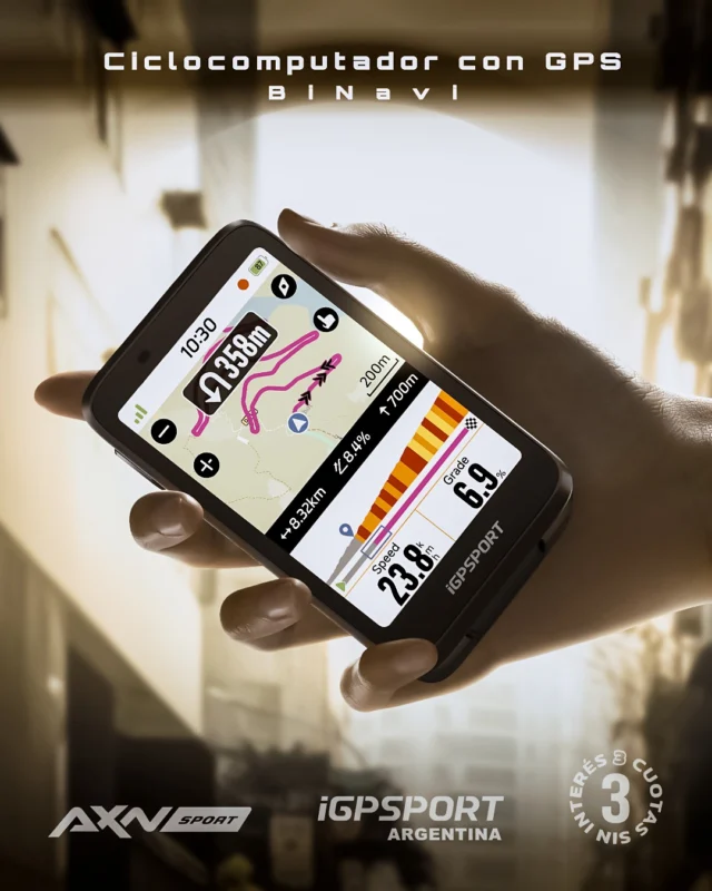 📊 BiNavi llegó para llevar tus entrenamientos a otro nivel.
Y sí, es exclusivo de AXNSPORT en Argentina 💥

🚴‍♀️ Ideal para entrenamientos largos y exigentes:

✔️ 35 horas de batería real con carga rápida
✔️ Pantalla táctil HD translectiva para total visibilidad
✔️ Cuerpo ultradelgado de solo 14.5 mm y 103g de peso
✔️ Migración de datos en la nube en 1 minuto desde tu ciclocomputador anterior
✔️ Compatible con todas las apps como Strava, Komoot, TrainingPeaks, Zwift

🌍 ¿GPS? Más que eso:
Usa los 5 principales sistemas satelitales (GPS, BeiDou, GLONASS, GALILEO, QZSS) y posicionamiento de doble frecuencia L1+L5 para máxima precisión.

🎯 Sincronizá, entrená, navegá y superate sin distracciones.

💻 Ya lo encontrás en exclusiva para toda Argentina, en axnsport.com

Envío GRATIS a todo el país.
Pagalo en cuotas sin interés o accedé a descuentos por transferencia.

#BiNavi #iGPSPORT #AXNSPORT #CiclismoTech #PowerData #EntrenamientoCiclismo #GPSBike #axnsportok #igpsportargentina