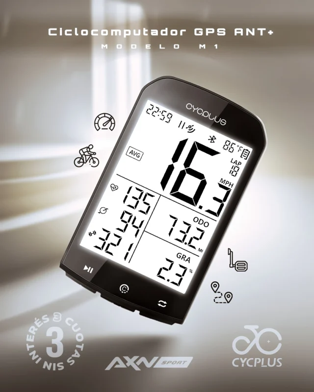 🚀 Estrená el lanzamiento: Ciclocomputadora Cycplus M1 GPS Bluetooth ANT+

Pantalla 2,9″ LCD con auto‑backlight.
IPX6 resistente al agua.
Batería 1100 mAh: 30‑35 h de autonomía. Carga rápida (≈3,5 h) y podés usarla mientras carga.
Guarda hasta 150 h de tus recorridos.
Conexión Bluetooth 4.0 para sincronizar con apps. Periféricos ANT+ compatibles: velocidad, cadencia, frecuencia cardíaca, potencia.

Envío gratis desde $69.900.
3 cuotas sin interés con Visa/Mastercard.
Hasta 12 cuotas fijas.
10 % de descuento con transferencia o débito.

Despacho en 24 h a todo el país.
Garantía de expertos en cada compra.
Entrá en nuestra web. Sé el primero en entrenar con precisión y rendimiento.

#CycplusM1 #LanzamientoAXNSport #GPSciclismo #CiclismoArgentina #RoadBike #MTB #CiclismoUrbano #BikeComputer #Entrenamiento #CyclingTech