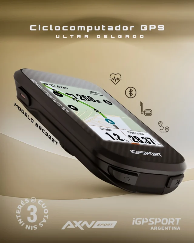 🔥 Navegación y Tecnología táctil al Servicio de Tu Ruta 🚴‍♂️

¿Ya conocés el nuevo iGPSPORT BSC300T táctil? Es la herramienta definitiva para llevar tu ciclismo al próximo nivel.

🛰️ Navegación Inteligente:
✔ Cobertura GPS global con 5 satélites (GPS, GLONASS, GALILEO, BEIDOU y QZSS).
✔ Mapas offline: Descargá tus rutas favoritas y recibí avisos de giro.
✔ Redirección automática si te desviás del camino.

📊 Análisis Avanzado:
✔ Más de 130 métricas de rendimiento: velocidad, cadencia, calorías, distancia, altitud, temperatura y más.
✔ Conectividad total con sensores de velocidad, frecuencia cardíaca, cadencia y medidores de potencia.

🔋 Batería Poderosa: Hasta 45 horas de duración con carga rápida Type-C. ¡Olvidate de quedarte sin energía!

Llevate el tuyo ahora con 3 cuotas sin interés con tarjetas Visa y Mastercard. 💳
👉 Descuento extra con pago por transferencia bancaria o en 1 pago con tarjeta de débito/crédito.

🚚 Envío GRATIS a todo el país.

¡Transformá tu experiencia en la bici hoy!

#iGPSPORTBSC300T #ciclocomputadora #TecnologíaDeVanguardia #AXNSPORT #CiclismoArgentino #NavegaciónPrecisa #igpsportargentina #axnsportok #igpsport