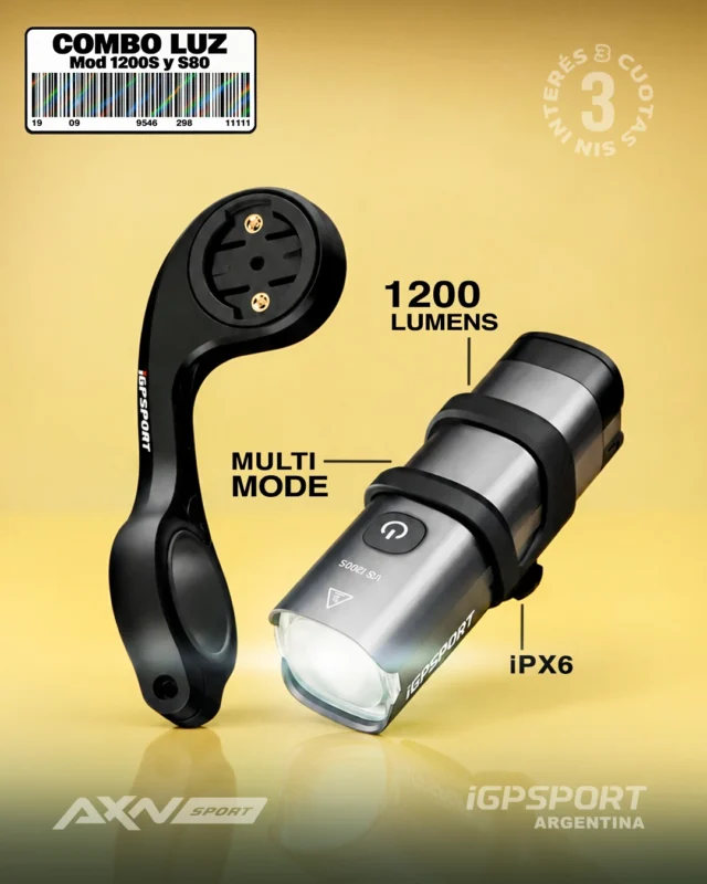 🔥 OFERTA COMBO

Salí de noche con confianza: la iGPSPORT VS1200S ilumina y se adapta sola.

Para ruta, MTB o ciudad, te da potencia y control desde tu ecosistema iGPSPORT.

💡 1200 lúmenes + lente TIR: haz parejo
🌗 Sensor inteligente: ajusta según la luz
🔗 Conexión con ciclocomputador + App
🔋 4000 mAh USB-C: hasta 70 h en flash bajo
🌧 IPX6 + 150 m de alcance
🧩 Incluye soporte M80

🚚 Envío gratis en pedidos mayores a $69.900 | 💳 3 cuotas sin interés | ⏱ Despacho 24 hs.

¿La sumás al manillar? Encontrala ahora en AXNSPORT.COM

#AXNSPORT #Ciclismo #iGPSPORT #LuzDelantera #LucesBici #SeguridadVial #MTB #Ruta #Gravel
