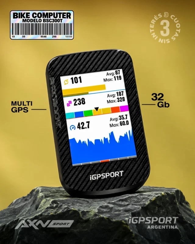 Tu próxima salida merece datos, navegación y control total.

El iGPSPORT BSC300T lleva tu entrenamiento a otro nivel, en ruta, MTB o e-bike.

🗺️ Mapas offline globales y avisos de giro
📍 GPS con 5 sistemas satelitales
📱 Pantalla táctil de 2,4” y 6 botones
📊 Más de 130 datos de pedaleo
🔗 Compatible con Strava, Komoot y sensores
👥 Seguimiento en tiempo real para rodadas grupales

3 cuotas sin interés, 10% OFF por transferencia y envíos gratis en compras superiores a $69.900.

Compralo ahora en AXNSPORT y dejá de pedalear a ciegas.

#AXNSPORT #Ciclismo #iGPSPORT #BSC300T #Ciclocomputador #GPSCiclismo #CiclismoRuta #MTB #Gravel