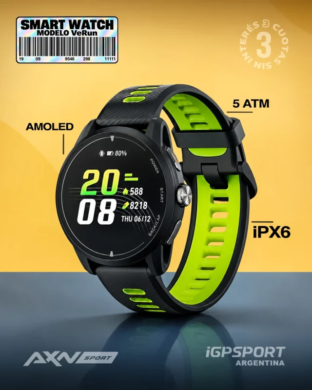 🔥Lanzamiento AXNSPORT: el reloj GPS para entrenar con datos reales.

El iGPSPORT VeRun combina precisión, autonomía y métricas deportivas para correr, pedalear y mejorar cada sesión.
⌚ Pantalla AMOLED 1,32”
🛰️ Multi-GNSS doble banda
🔋 Hasta 14 días de batería
📊 Sensores barómetro, acelerómetro y giroscopio
💧 Resistencia 5ATM e IP6X
📡 Conectividad ANT y Bluetooth

Envíos gratis en compras superiores a $69.900, 3 cuotas sin interés y 10 % off por transferencia o débito.
Compralo en AXNSPORT.COM

#AXNSPORT #Ciclismo #iGPSPORT #SmartWatchGPS #MTB #Ruta #Gravel #EntrenamientoCiclismo